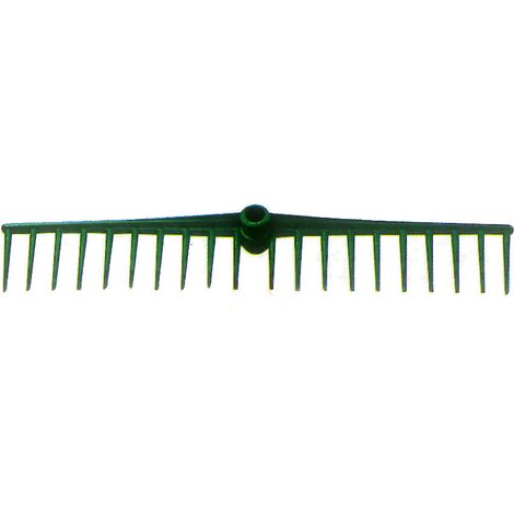 Rastrello dritto in plastica verde 20 denti senza manico