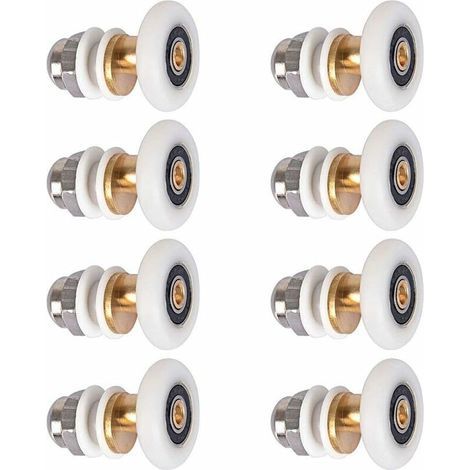 Roulette Porte Douche,Roulettes de Porte Coulissante Cabine de Douche Porte Poulies Roue de Rechange pour Rouleau avec Diamètre de Roues 27mm,8 Pièces (1/5)