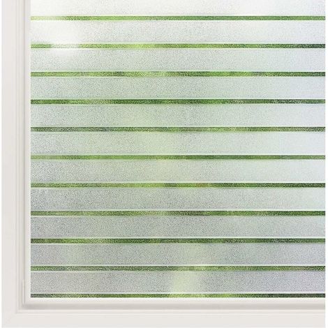 Enowelir Film Fenêtre Electrostatique à Rayures Horizontales, Opaque et Autocollant, Protection Intimité pour Salle de Bain et Cuisine, 45 x 200 cm (1/4)