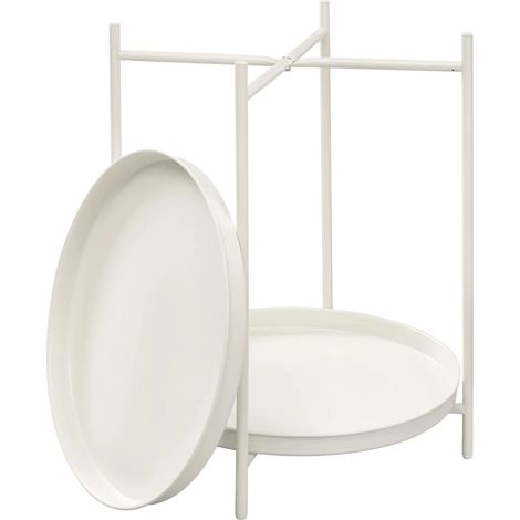 Table d'appoint ronde en métal avec 2 étagères, multifonctionnelle pour salon et chambre (1/5)