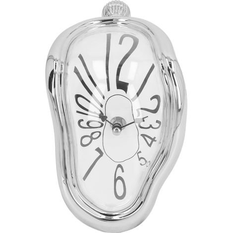 Wall Clock Silent Twisted Vintage Decorative Clock Home Accessory Distorted Clock for Living Room Bedroom Office Silver (1/5)