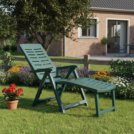 Dmora Faltbare Outdoor-Sonnenliege, Made in Italy, 60x108x109, grüne Farbe (1/3)