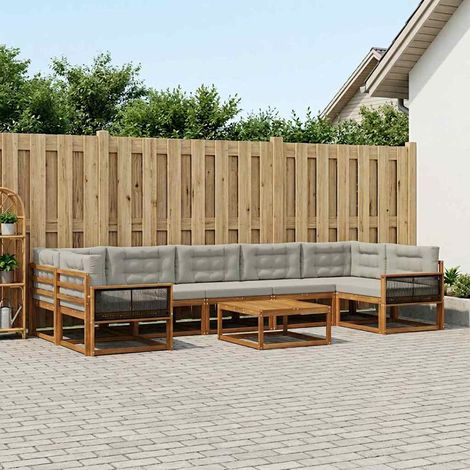 vidaXL Outdoor-Sofagarnitur mit Kissen 8 pcs Natur und Hellgrau (1/5)