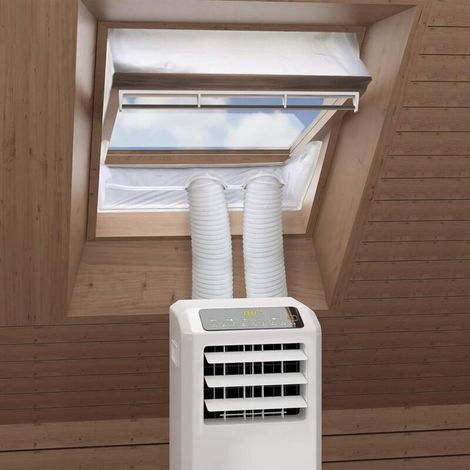 Tissu d'isolation pour fenêtre à pivot central 381-460cm – Bloque l'air chaud – Installation sans perçage – Pour climatiseur mobile et sèche-linge (1/4)
