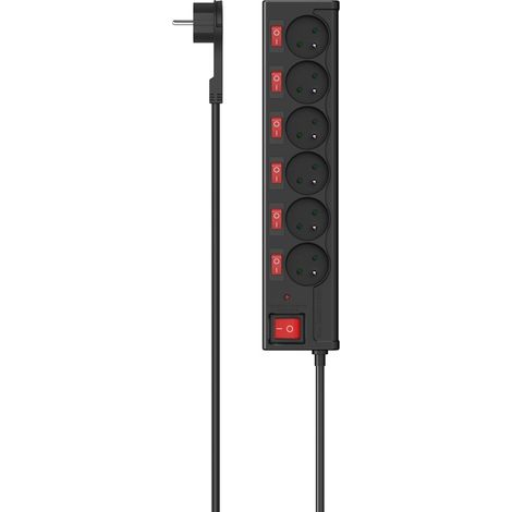 Multiprise parafoudre Hama avec interrupteurs séparés, 1,4 m, 6 prises