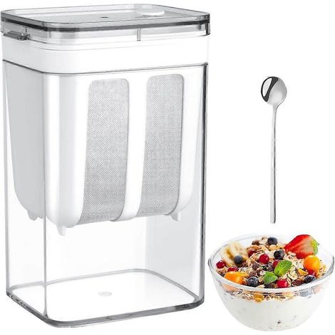 Grec yaourt tamis grec yaourtière 1100 ml capacité lavable séparateur de lactosérum avec couvercle filtre à yaourt (1/5)