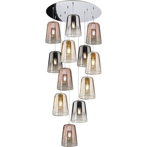 Lampadario top light shaded 1164cr s12 t mc e27 led vetro colorato lampada soffitto moderna