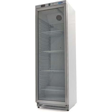 Réfrigérateur Professionnel 400L Blanc avec Porte en Verre Système de Refroidissement Ventilé - Maxima