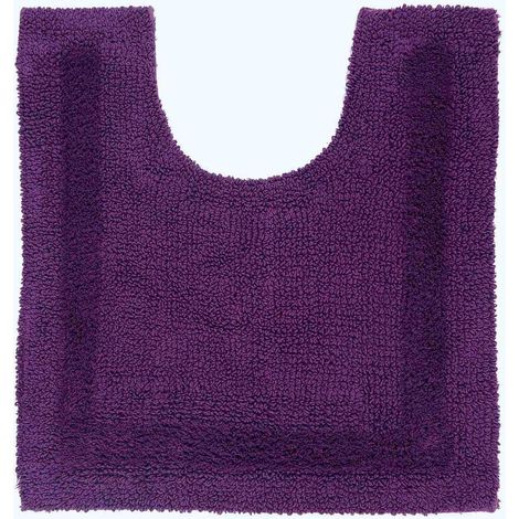 HOMESCAPES Tapis contour WC en coton, 50 x 55 cm – Prune