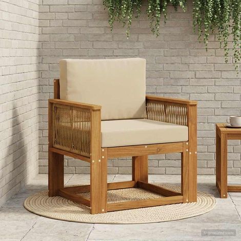 vidaXL Outdoor Middle Sofa Solid Acacia Wood Natural