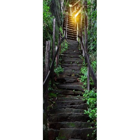 Papier peint adhésif pour porte - Film adhésif pour porte - PVC - Repositionnable - Dos prêt à coller - Papier peint mural - Décoration de chambre - Pour chambre, salon et couloir - Papier peint autoc (1/5)