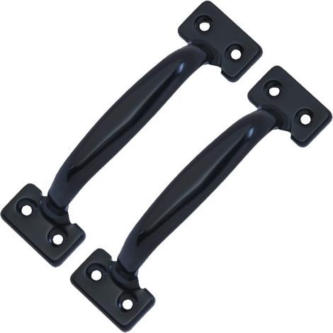 Lot de 2 poignées de porte de grange rétro pour armoires de cuisine, distance entre les trous : 58 mm, fer noir (1/5)