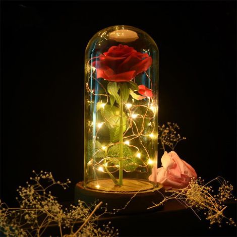 Fête des Mères Rose Éternelle Belle et la Bête Rose Fleur Cloch