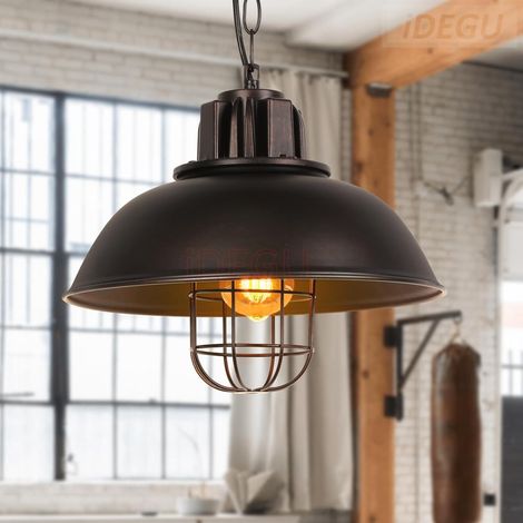 Suspension Luminaire Industrielle Ø 33CM ébène Abat-jour Métal E27 Vintage pour Salon Cuisine Restaurant Café (Rouille (1/5)
