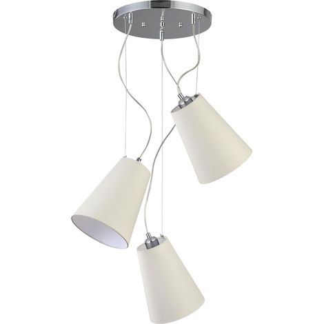 Plafonnier - 3 lampes suspendues E27 - Diamètre : 46 cm - Pour salon, salle à manger - CA 220-240 V, 50/60 Hz - 3 ampoules - Crème (1/5)