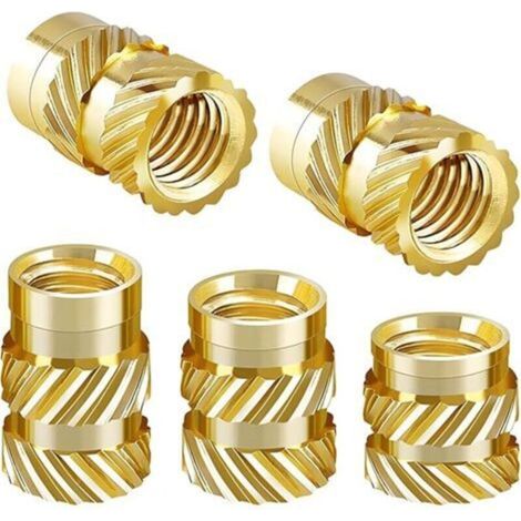 100 Pieces Nut Inserts, Brass Knurled Nuts, Threaded Inserts, Brass Threaded Bushings for 3D Printing, M4 x 10mm x 6mm (1/5)