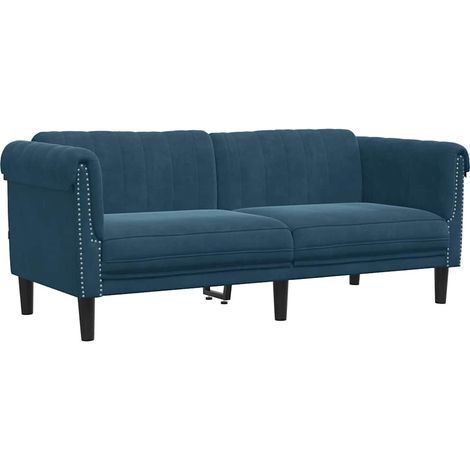 Canapé Sofa à 2 places bleu velours (1/5)