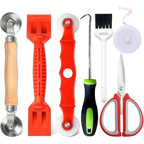 Lot de 7 outils à double roue - Enrouleur de joint avec poignée en bois - Réparation de moustiquaires (1/5)
