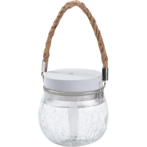 Humidificateur diffuseur d'huiles essentielles, veilleuse 7 couleurs, pot Mason en verre avec poignée corde (400 ml) (1/5)