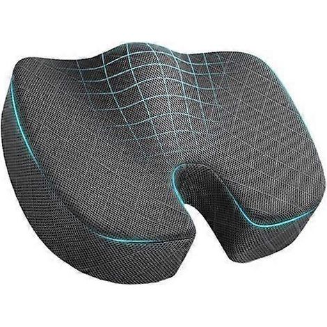 Coussin de siège ergonomique en mousse à mémoire de forme - Coussin antidérapant à récupération lente pour bureau, voiture et chaise, soulage la sciatique, les douleurs au coccyx et au dos (gris) (1/5)