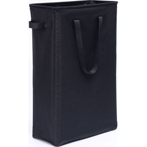 45L Paniers à Linge avec Poignées(Noir), Pliable Panier à Linge Mince Sac à Linge en Tissue Oxford Rectangulaire Corbeilles à Linge Sac de Rangement pour Salle de Bain 39x19x60CM (1/4)