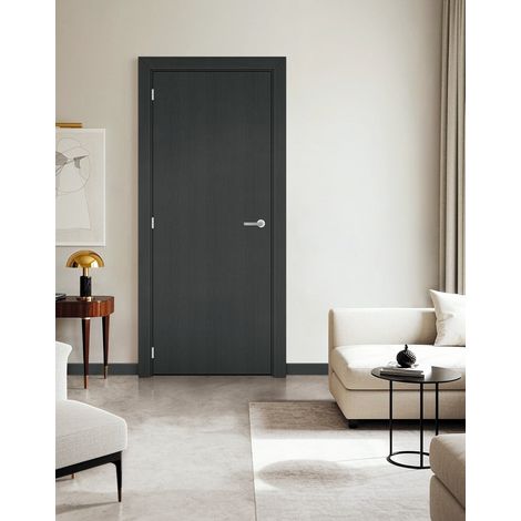 Bloc Porte Effet Chêne Anthracite Grey Oak H204 X L93 Cm Côte Tableau P.droit Gd Menuiseries