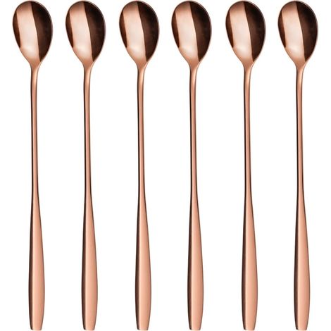 6 long stainless steel spoons, 19.3 cm, for lattes or cocktails