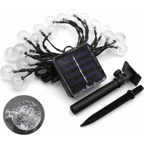 Solarbetriebene Lichterkette für den Außenbereich (warmweiß) mit Blasen, 30 LEDs, 8 Beleuchtungsmodi, ideal für Garten, Terrasse, Weihnachten und Partys.