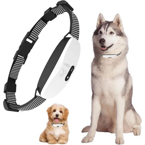 Collier anti-aboiements pour chiens de grande, petite et moyenne taille, rechargeable, 8 niveaux de sensibilité, collier de dressage intelligent et étanche, bip sonore réglable, vibration et choc (1/5)
