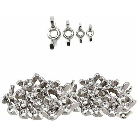 Steel Wing Nuts, 40pcs Stainless Steel Wing Nuts Wing Nut Assortment M4 M5 M6 M8 - MUMU (1/4)