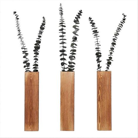 Lot de 3 supports muraux pour plantes d'intérieur, décoration murale en bois (1/5)