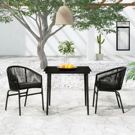 Juego de comedor para jardín 3 piezas negro vidaXL (1/5)