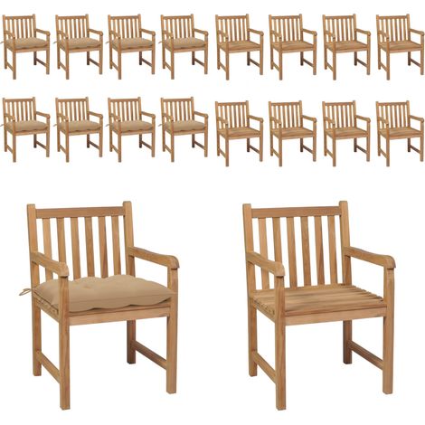 Gartenstühle 8 Stk. mit Beigen Kissen Massivholz Teak - Gartenstühle - Teakholzmöbel - Outdoormöbel - Gartenmöbelset - Esszimmergarnitur - Home & Living (1/5)