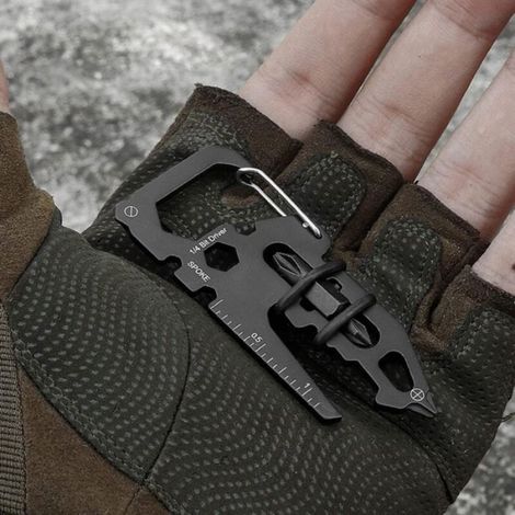 Carte multi-outils en acier inoxydable - - Minimaliste - Outil de poche - Multifonction - Pour porte-clés - Camping (1/4)