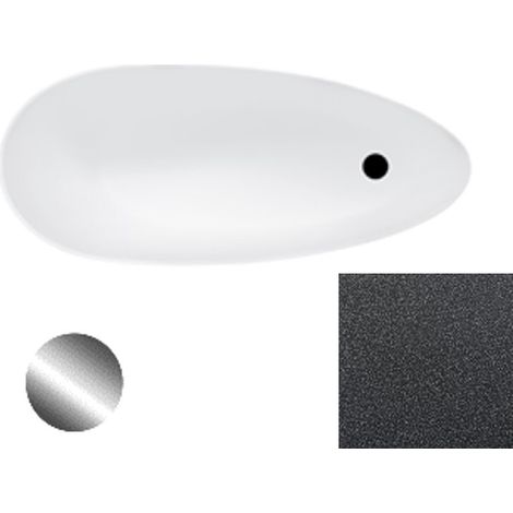 Baignoire îlot graphite Glam avec bonde graphite KEYA 165x70 (1/2)