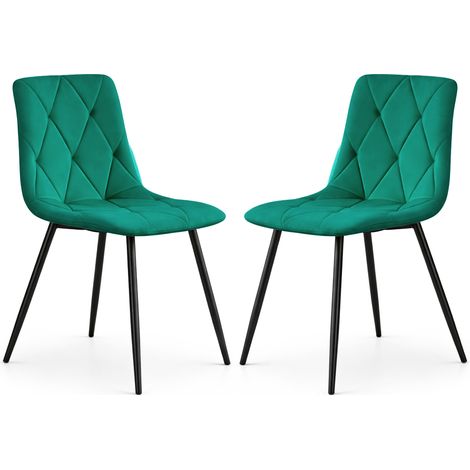 Set de 2 Sillas acolchadas MILO Verde Botella patas negras (1/5)