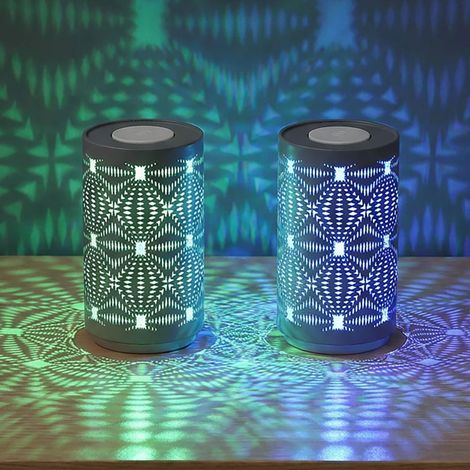 2x Tischleuchte Beistellleuchte Nachttischlampe Akku RGB Farbwechsel LED Touch