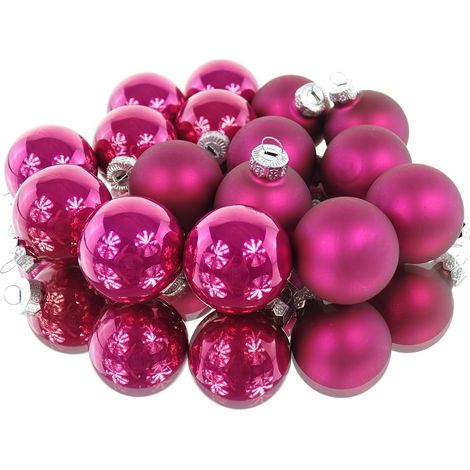 Christbaum-Mini-Kugeln Festive Pink Ø 3,5 cm aus Glas - 16er Set (1/2)