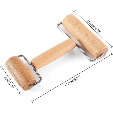 Rouleau à pâtisserie en bois pour pâte à pizza, rouleau à pâtisserie double tête en bois (1/5)