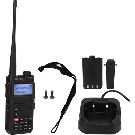 Talkie-walkie bibande VHF/UHF avec fonction d'appel d'urgence SOS et support de charge (prise australienne 220 V). (1/5)