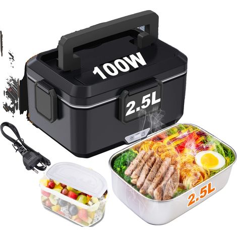 Fiambrera eléctrica, capacidad de 2,5 L, diseño portátil, color negro. (1/2)