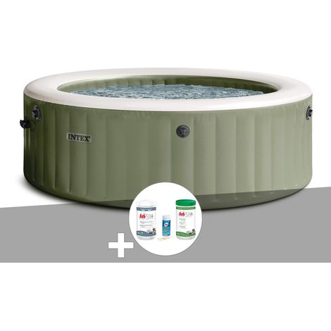 Kit spa gonflable Intex PureSpa Olive rond Bulles 6 places + Kit de traitement brome