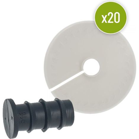 Lot de 10 BOUCHON DE FIN DE LIGNE 16mm et 10 COUVERCLE POT PANIER 9cm
