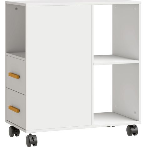 Armario para impresora con ruedas y estante ajustable 60 x 30 x 65 cm blanco HOMVRA (1/4)