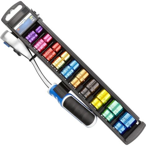 Högert HT1R382 Acero cromo vanadio 10,11,12,14,15,17,19,22,24 mm 10 pieza(s) Negro, Azul (1/2)