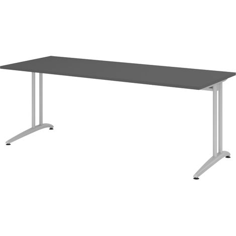 bümö Schreibtisch Serie-B Rechteck: 200 x 80 cm  Graphit (1/5)
