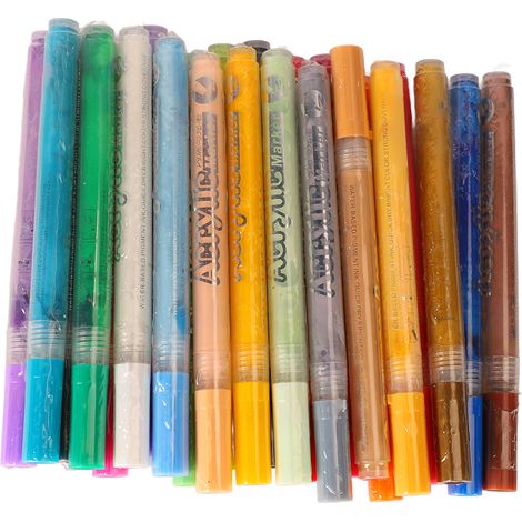 Kit de 24 stylos acryliques permanents, inodores, étanches et marqueurs pinceaux aquarelle pour peinture DIY. (1/5)