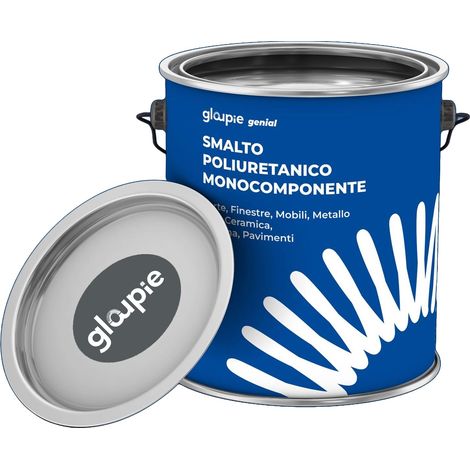 GLOUPIE GENIAL Smalto Poliuretanico Monocomponente Ad Acqua Per Interni Ed Esterni, Antracite Opaco, 0,75 Lt, Made In Italy