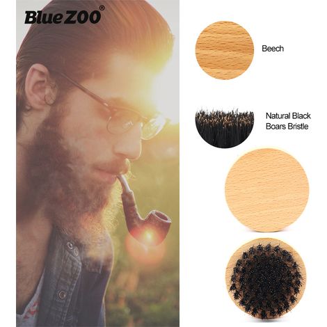 Brosse à moustache homme en bois de hêtre, soin barbe, lissage et nettoyage, kit de rasage et coiffure, cercle coloré (1/5)
