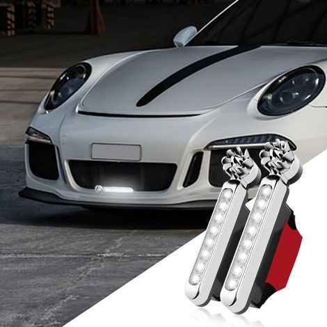 Lot de 2 feux de jour à LED pour voiture, lumière blanche, alimentés par le vent, sans alimentation externe, universels (1/4)